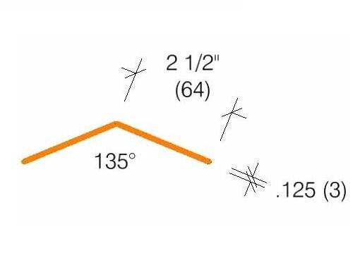 CG-19 | 2 1/2-inch wing; 135-deg; 1/8-inch radius-Specifications