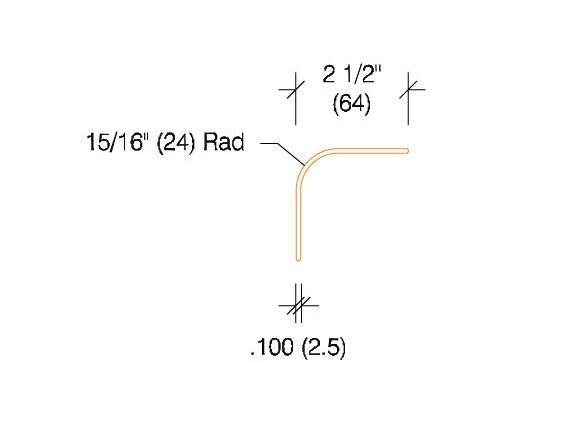 CG-23 | 2 1/2-inch wing; 90-deg; 1/2-inch radius-Specifications